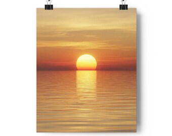 Kunstprint van zonsondergang boven de oceaan