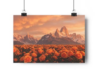 Sunset Mountain Veld met oranje rozen