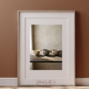 Wabi Sabi Ceramic Bowls Wall Art, Japandi Rustic Pottery Print (Digital Download)