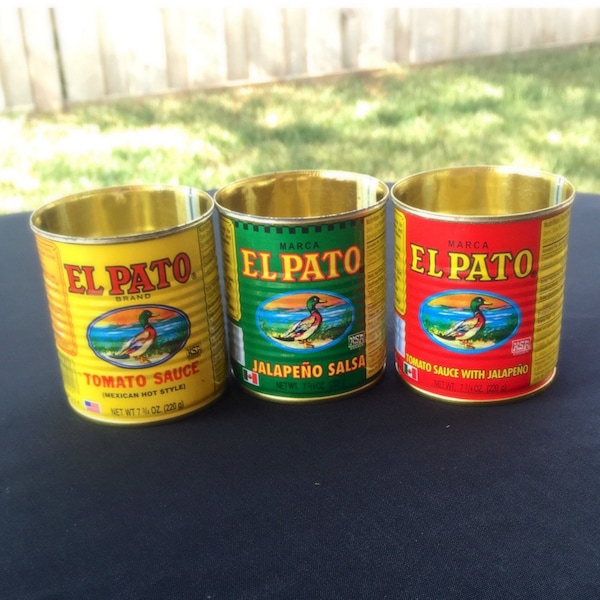 Small El Pato Spanish Sauce Cans Wedding Party Center Piece Decor