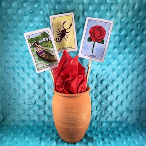 Set of 12 Loteria Card center piece picks