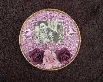Purple monkey Upcycled tin lid  Magnet