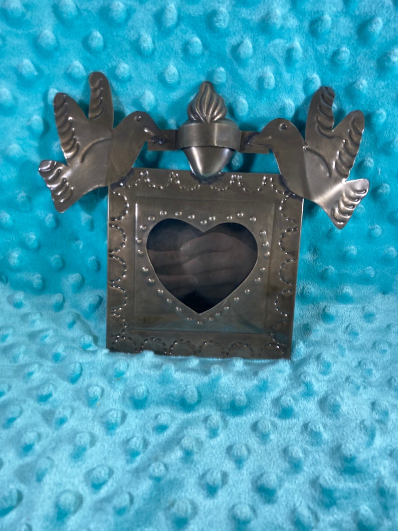 Love Birds Tin Nicho Heart Window 25 Etsy