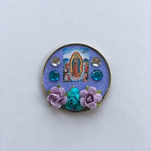 Virgin mary lavander and blue Upcycled Magnet