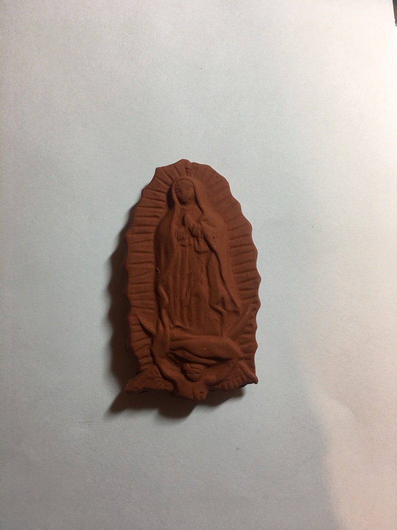 Terra Cotta Style Virgin Mary Ornament La Virgencita Magnet image 2