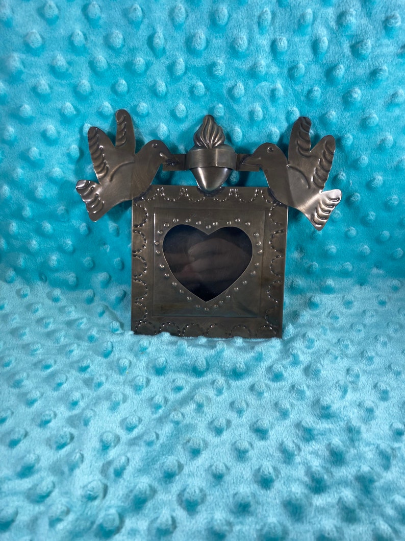 Love Birds Tin Nicho Heart Window 25 Etsy