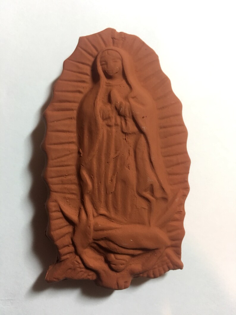 Terra Cotta Style Virgin Mary Ornament La Virgencita Magnet image 3