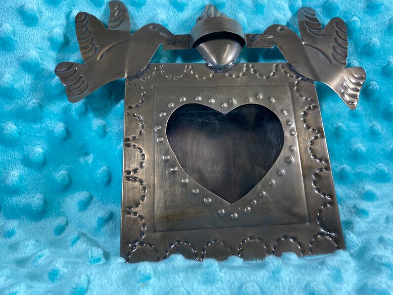 Love Birds Tin Nicho Heart Window 25 Etsy