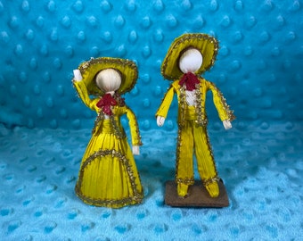 Yellow Mariachi Couple Made out of Corn Husk