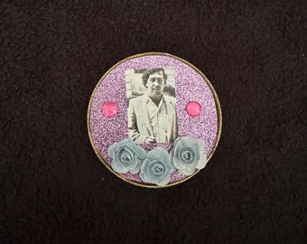 Lavander and baby blue Upcycled tin lid  Magnet