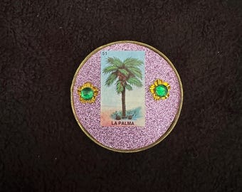 Pink la Palma Upcycled tin lid  Magnet