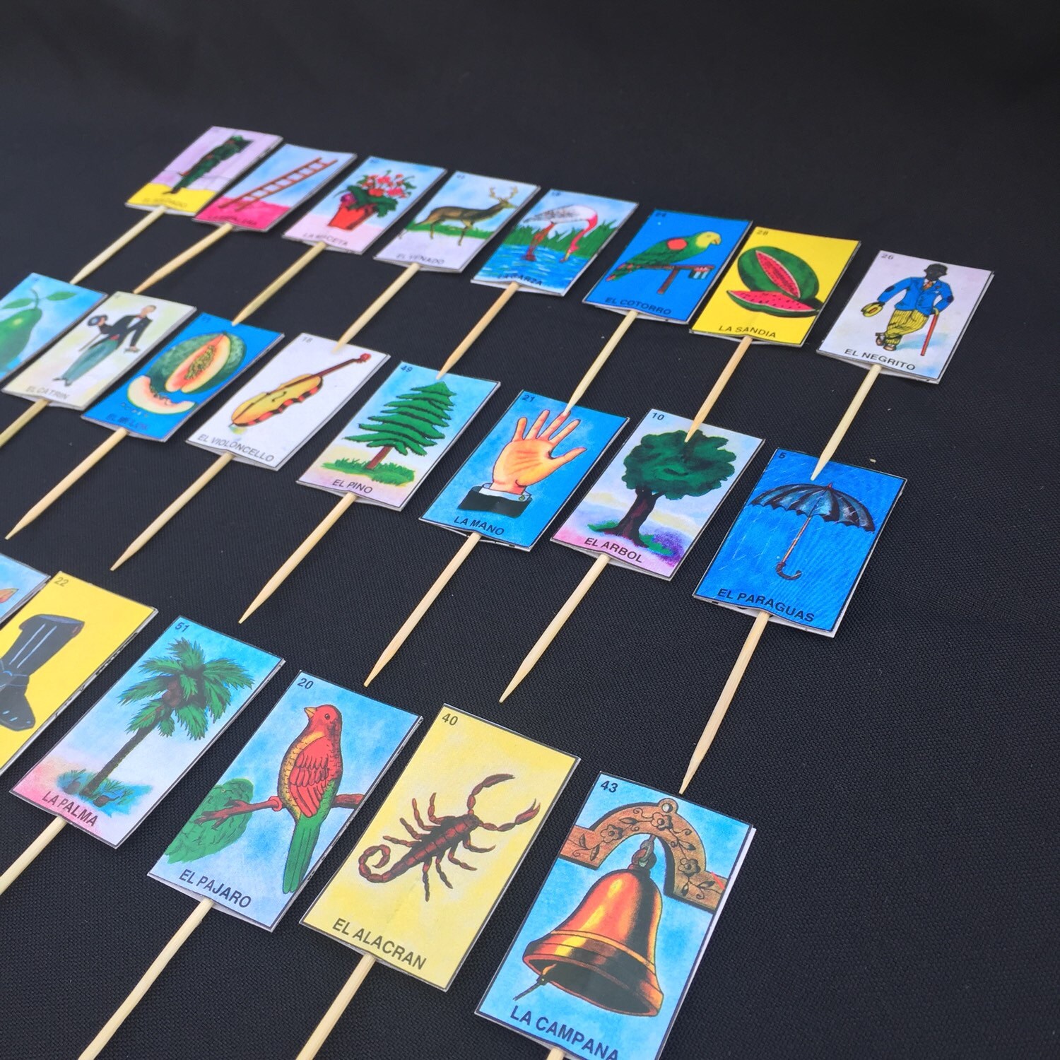 Set of 12 Loteria Card Cupcake Toppers Etsy