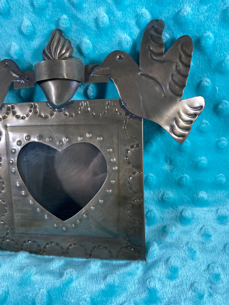 Love Birds Tin Nicho Heart Window 25 Etsy