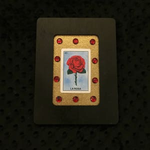 BLack loteria la rosa Marco de madera