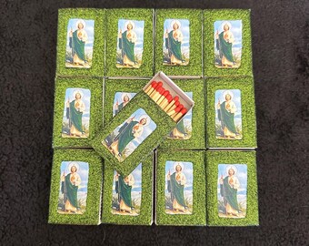 Set of 5 Matchboxes San Judas olive