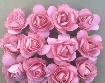 Set Of 12 Dusty Pink Mulberry Paper Roses