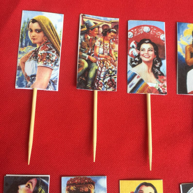 Set of 24 spanish lady fiesta Cupcake Toppers Etsy