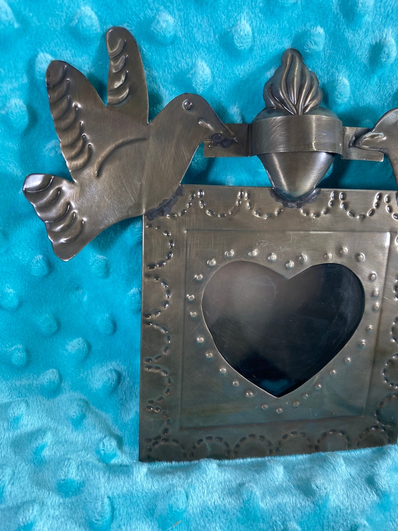Love Birds Tin Nicho Heart Window 25 Etsy