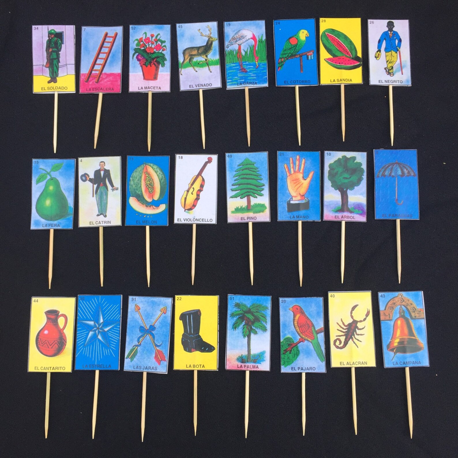 Set of 24 Loteria Card Cupcake Toppers Etsy