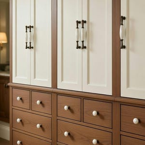 Gray Porcelain Knob – Drawer & Cabinet Pull, 128mm and 160mm, Modern Stylish Furniture Decor, Easy Installation, Durable Design