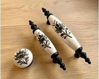 Stylish Black - White Porcelain Handles & Knobs | 64-96mm Drawer, Cabinet, Dresser, Bathroom, Bedroom , Kids Room Decor