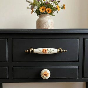 Cream Patterned Porcelain Knob & Pull – 64mm 96mm – Antique Gold, Silver, Gold Metal – Drawer, Cabinet, Dresser, Bedroom, Bathroom Decor (k) image 11