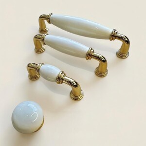 Porseleinen Kastknoppen 64-128 mm Goud Wit Ladegrepen Handgrepen Dressoir Keuken Slaapkamer Badkamer Meubilair Decoratief
