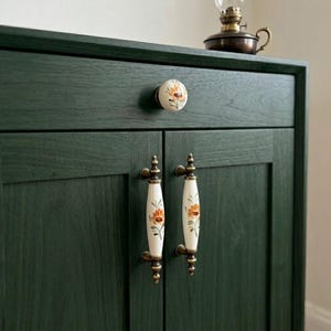 Cream Patterned Porcelain Knob & Pull – 64mm 96mm – Antique Gold, Silver, Gold Metal – Drawer, Cabinet, Dresser, Bedroom, Bathroom Decor (k) image 9