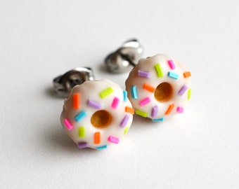 Petite Frosted Donut with Sprinkles Post Stud Earrings | Surgical Stainless Steel