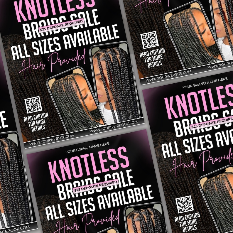 DIY Braids & Knotless Flyer Template, Special Deals Canva Editable, Knotless Braids Flyer Template Braids Pricelist, Canva Editable,