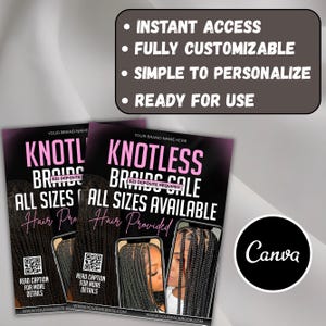 DIY Braids & Knotless Flyer Template, Special Deals Canva Editable, Knotless Braids Flyer Template Braids Pricelist, Canva Editable,