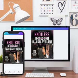 DIY Braids & Knotless Flyer Template, Special Deals Canva Editable, Knotless Braids Flyer Template Braids Pricelist, Canva Editable,