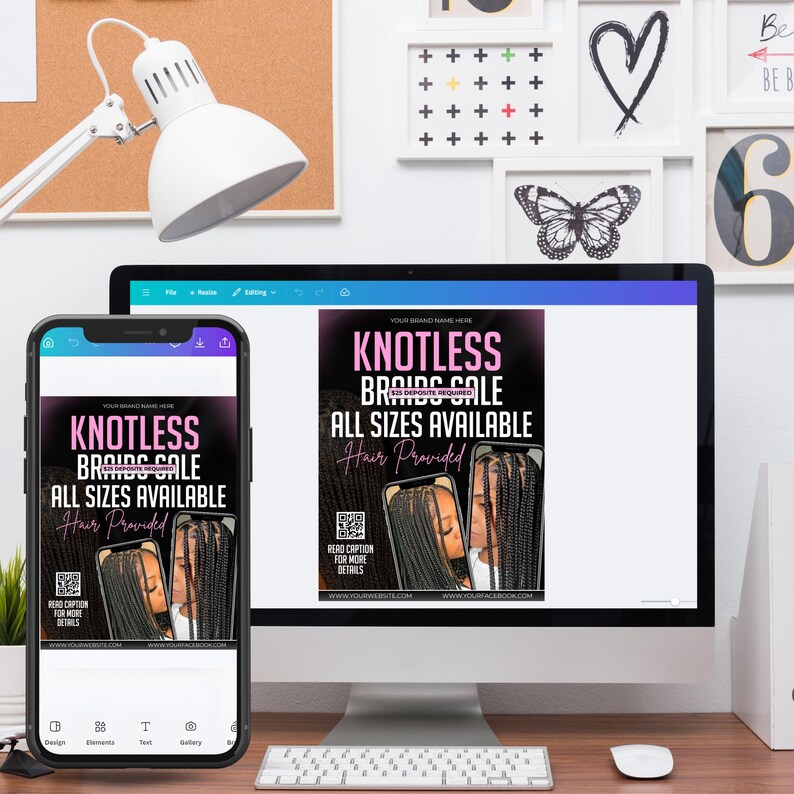 DIY Braids & Knotless Flyer Template, Special Deals Canva Editable, Knotless Braids Flyer Template Braids Pricelist, Canva Editable,