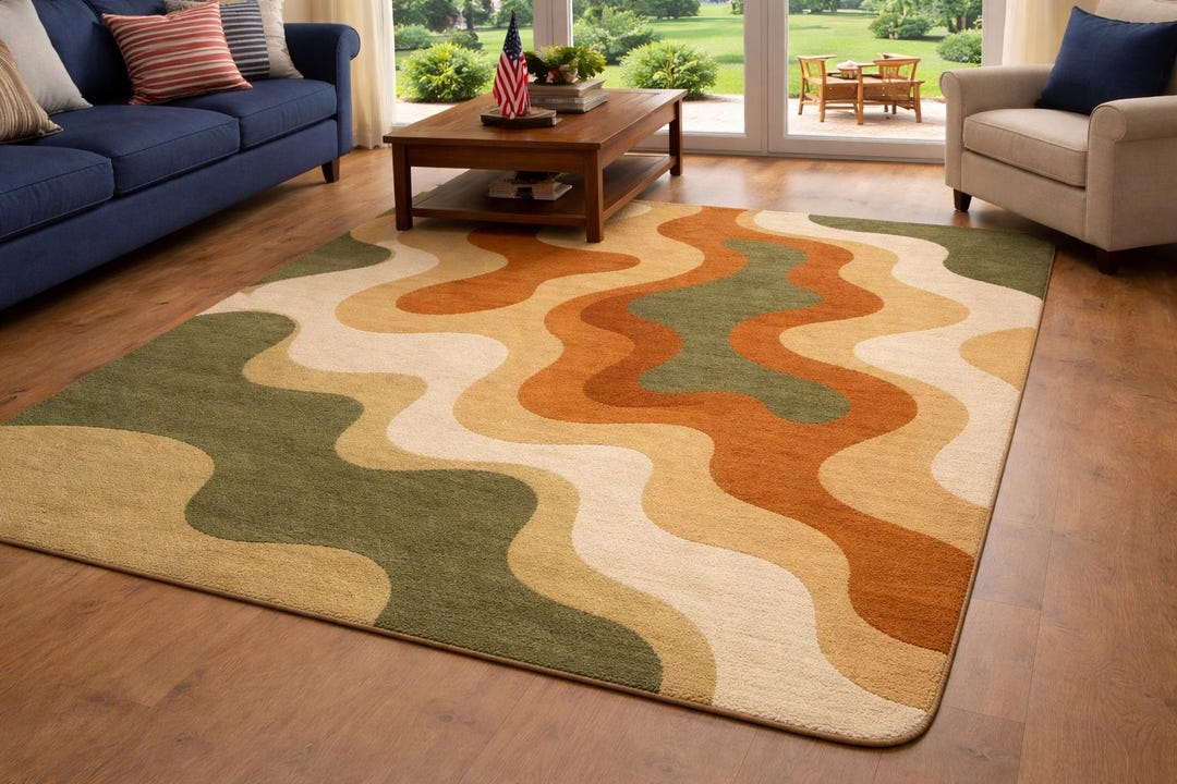 Hand Tufted Abstract Wavy Olive 8x10 Area Rug Modern Living Decor - Etsy