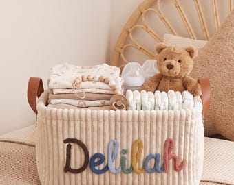 Personalized Baby Keepsake Basket, Custom Name Nursery Storage, Baby Shower Gift Box, Newborn Gift Set, Baby Room Organizer, Baby Diaper Bag
