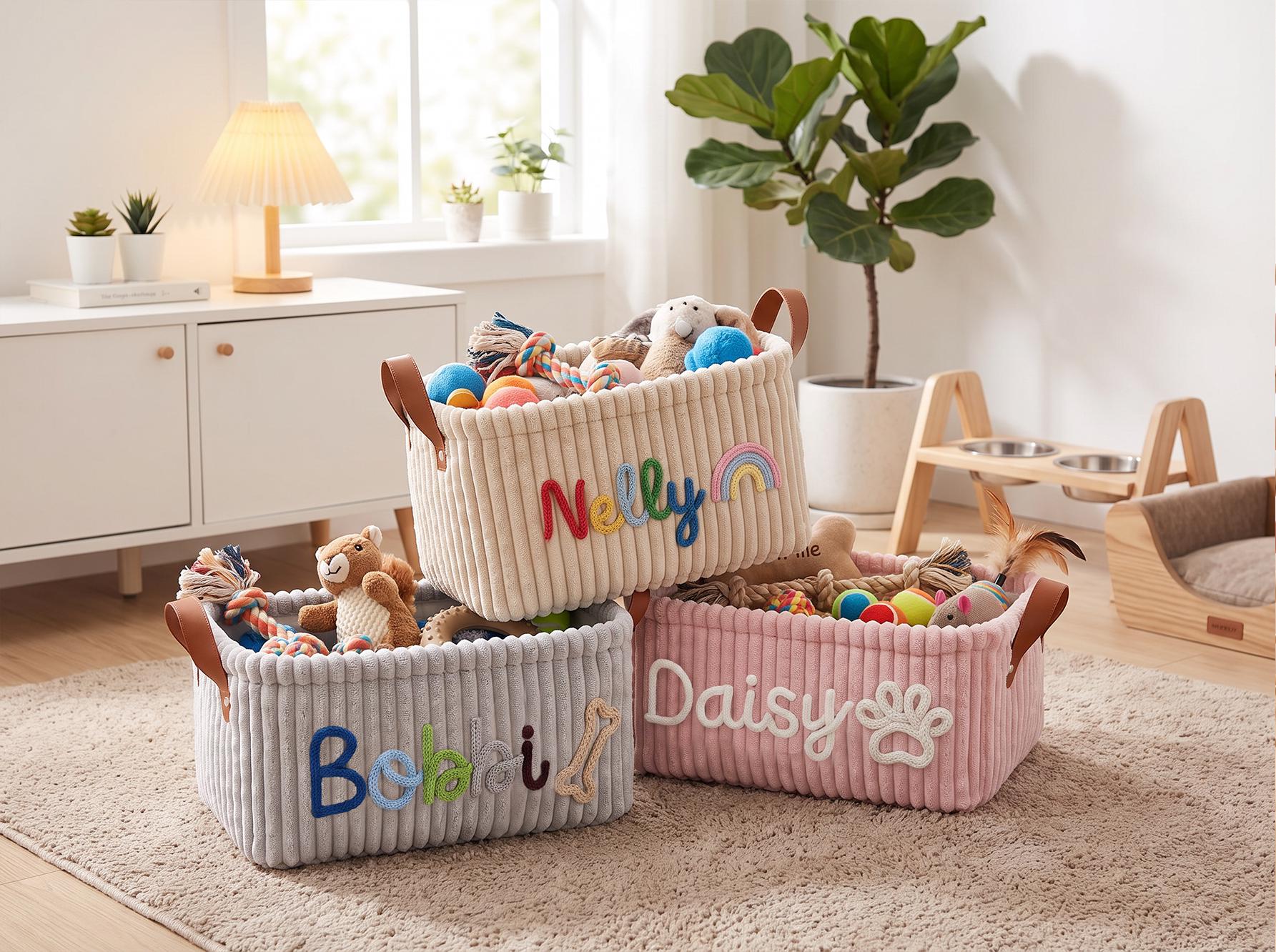 Personalized Baby Keepsake Basket, Custom Name Nursery Storage