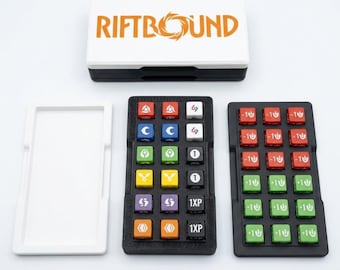 Juego de dados personalizados Riftbound con rastreadores de estado (36 piezas) y caja para dados - Accesorio no oficial para juegos de cartas coleccionables