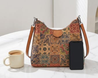 Torebka na ramię z korka: boho chic, wegańska, naturalna torebka z kory – prezent na Dzień Matki