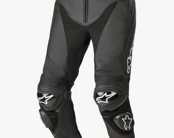 Alpinestars Track V2 Lederhose - Schwarze Biker-Reithose mit Knieprotektor