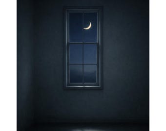 12 Calm Night Window Prints, Minimalist Wall Art (Instant Download)