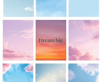 Dreamy Watercolor Sky Backgrounds 30 Canva Templates  Pastel Sky for Quotes