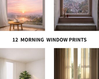 12 Morning Window Prints, Minimal Sunlight, Cozy Interior View (Digital Download)