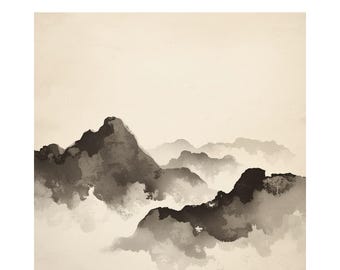 Minimal Ink Wash Backgrounds, Abstract Sumi-e Texture, Neutral Calm Background, Japanese Style