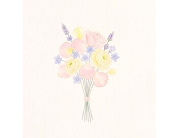 Minimal Ink Floral Backgrounds, Soft Watercolor Flowers, Elegant Design (Digital Download)