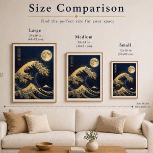 Printable Wall Art Sizes Included, Large Poster Download, Japanese Wave Art Print, Easy Home Decor Printable