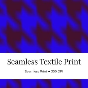 Könnte beinhalten: Nahtloser Textildruck mit einem sich wiederholenden Muster aus blauen und kastanienbraunen Formen. Das Bild enthält den Text "Seamless Textile Print" und "Seamless Print 300 DPI".