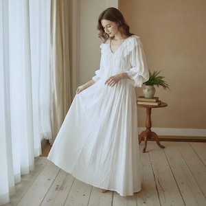 white christmas dresses Haris Cotton Linen Contemporary Dress with Lace Trim main image 1