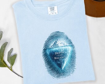 Motivational Graphic Shirt, Depth Over Balance Tee, Iceberg Mountain Design, Ocean Mindset Art, Minimal Statement Gift