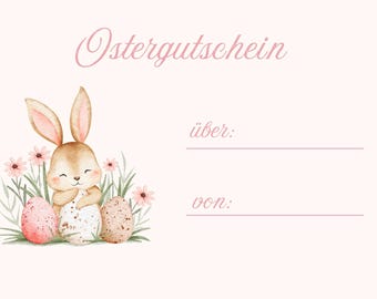 Oster Gutschein Vorlage zum Ausdrucken – Ostergeschenk Gutschein – Printable Ostern – Geschenkgutschein PDF – Last Minute Ostergeschenk