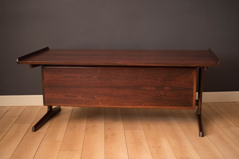 Vintage Danish Rosewood Floating Executive Desk by H.P. Hansen image 7